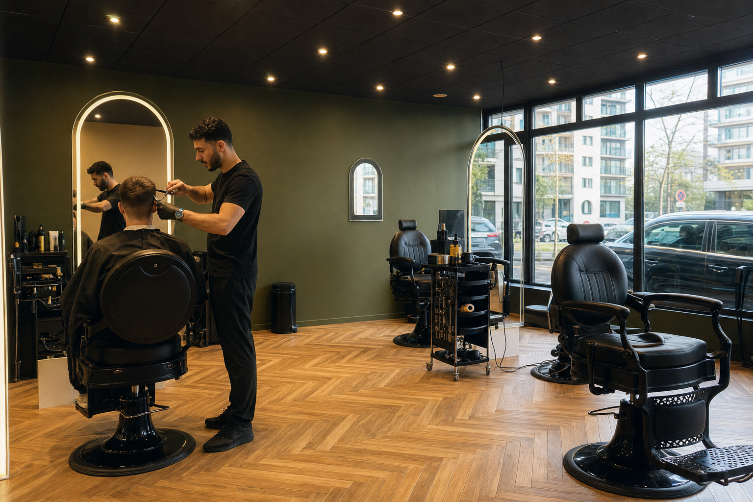 Coupe aux ciseaux en cours chez Rituel Barber